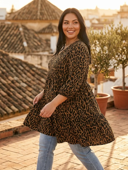 Zdjęcie produktu Sinsay - Sukienka we wzór w panterkę Plus Size - wielobarwny