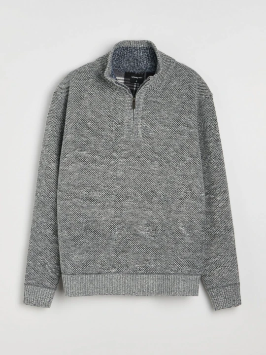 Zdjęcie produktu Sinsay - Sweter half-zip ze stójką - szary