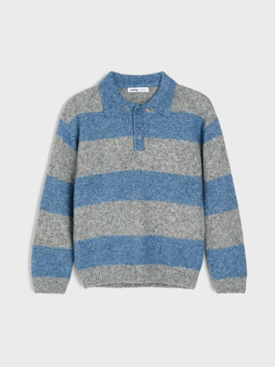Zdjęcie produktu Sinsay - Sweter loose fit w paski z kołnierzem i domieszką wełny - wielobarwny