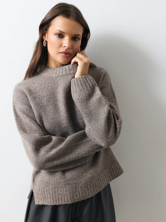 Zdjęcie produktu Sinsay - Sweter oversize z długim rękawem - brązowy