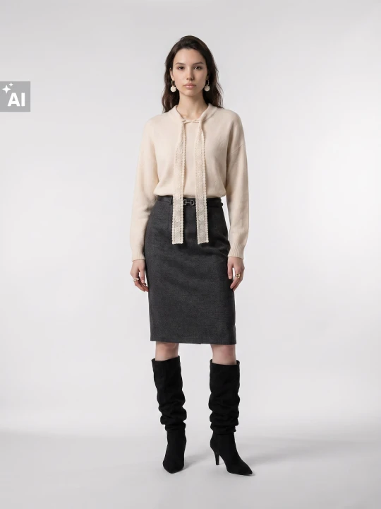 Zdjęcie produktu Sinsay - Sweter oversize z ozdobnym wiązaniem - kremowy
