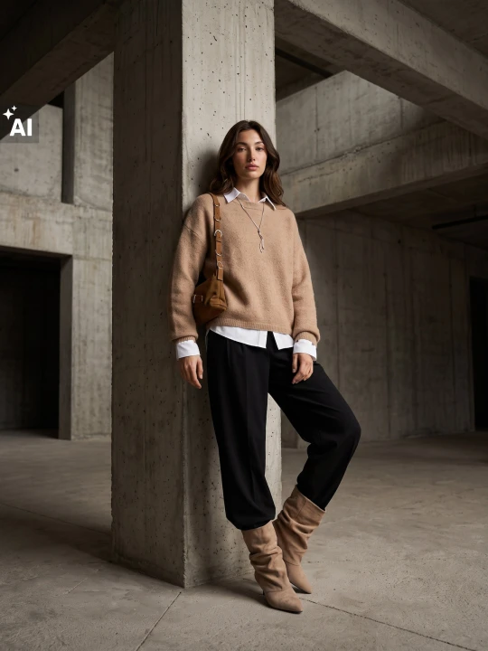 Zdjęcie produktu Sinsay - Sweter oversize z wełną - brązowy