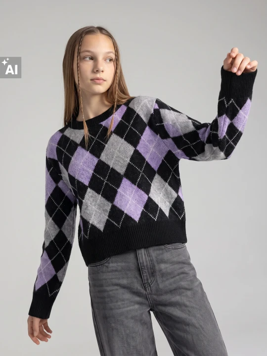 Zdjęcie produktu Sinsay - Sweter w geometryczny wzór - wielobarwny