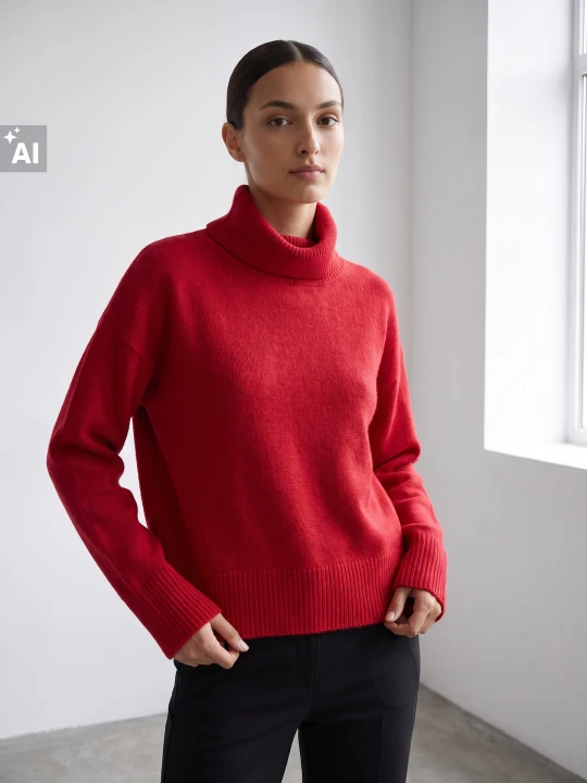 Zdjęcie produktu Sinsay - Sweter z golfem - czerwony