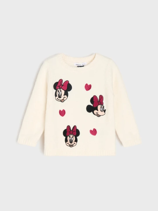 Zdjęcie produktu Sinsay - Sweter z haftem Minnie Mouse - kremowy