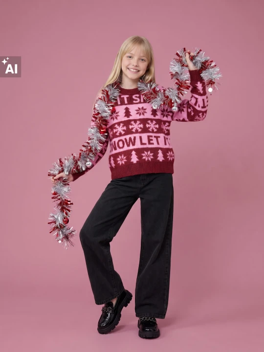 Zdjęcie produktu Sinsay - Świąteczny sweter z napisem Let It Snow - wielobarwny