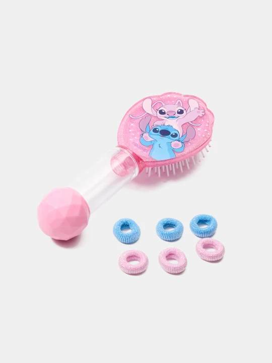 Zdjęcie produktu Sinsay - Szczotka do włosów z gumkami z metalizowaną nicią w rączce Stitch - wielobarwny