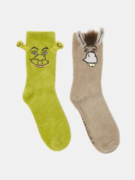 Zdjęcie produktu Sinsay - Szenilowe wysokie skarpety z haftem i elementami 2 pack 3D Shrek - wielobarwny