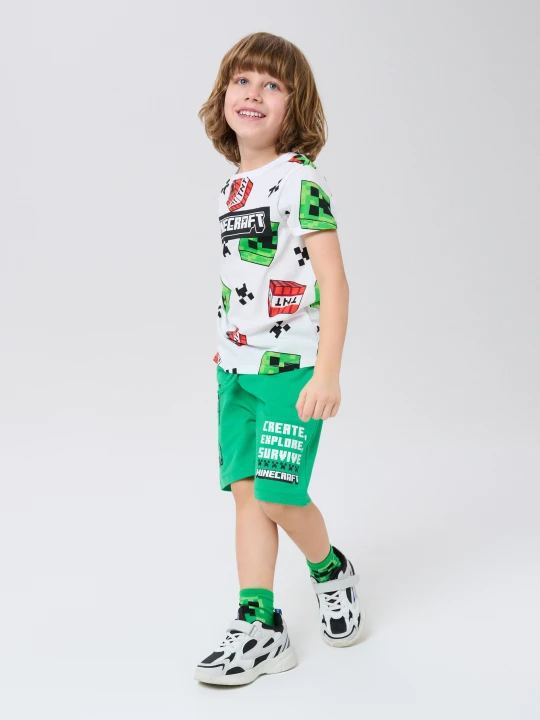 Zdjęcie produktu Sinsay - Szorty dresowe z nadrukiem Minecraft - zielony