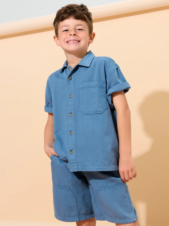 Zdjęcie produktu Sinsay - Szorty jeansowe z ozdobnymi przeszyciami - mid blue