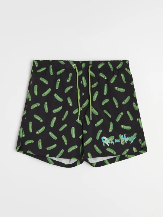 Zdjęcie produktu Sinsay - Szorty kąpielowe z napisem Rick and Morty - czarny
