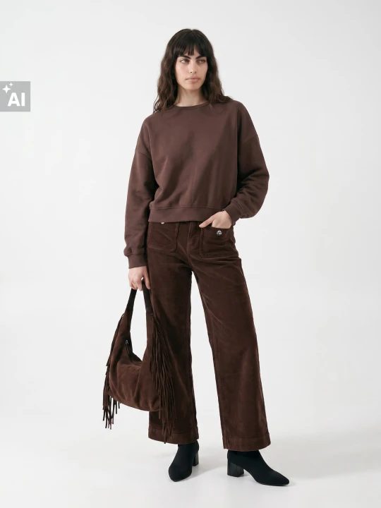 Zdjęcie produktu Sinsay - Sztruksowe jeansy wide leg - brązowy