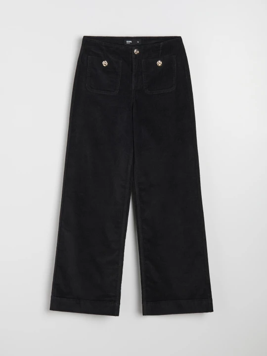Zdjęcie produktu Sinsay - Sztruksowe jeansy wide leg - czarny