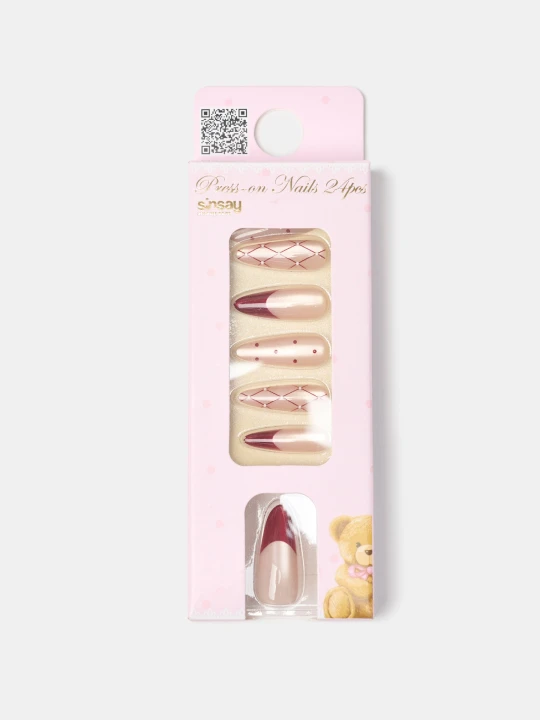 Zdjęcie produktu Sinsay - Sztuczne paznokcie migdałki 24 pack - bordowy