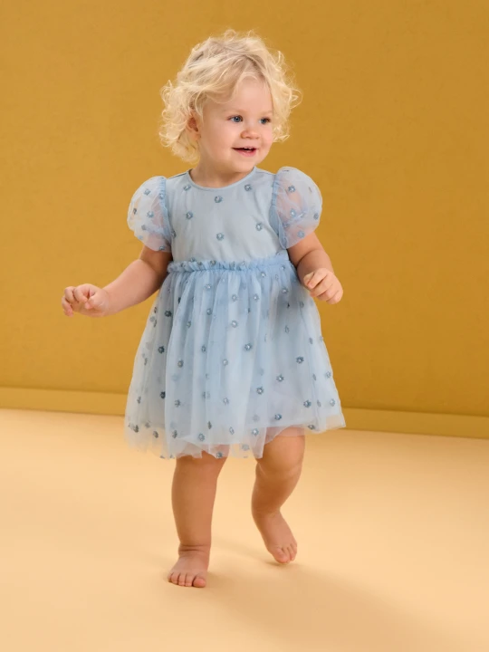 Zdjęcie produktu Sinsay - Tiulowa sukienka babydoll - błękitny