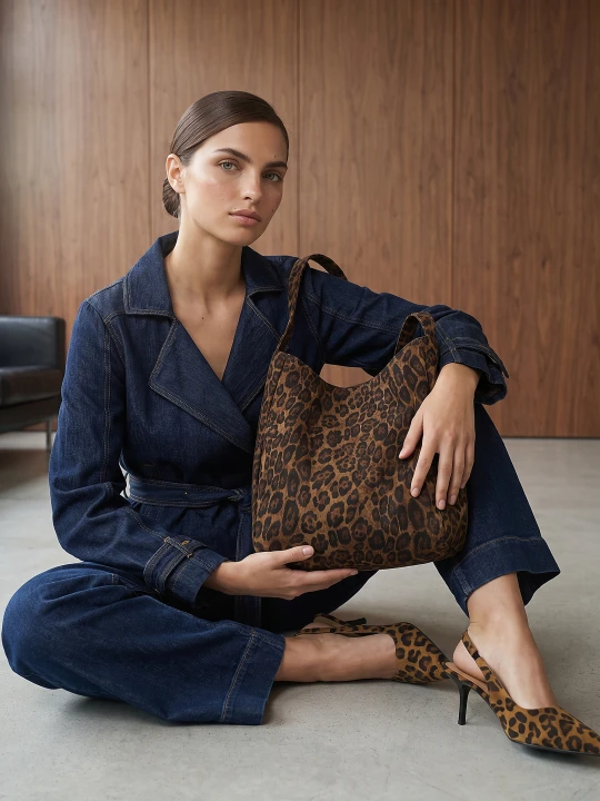 Zdjęcie produktu Sinsay - Torba Hobo w panterkę - wielobarwny