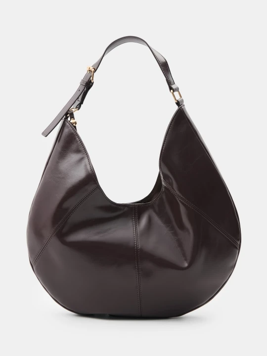 Zdjęcie produktu Sinsay - Torba hobo z imitacji lakierowanej skóry - brązowy