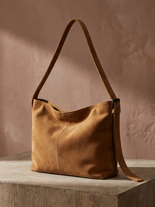 Zdjęcie produktu Sinsay - Torba hobo z imitacji zamszu - brązowy