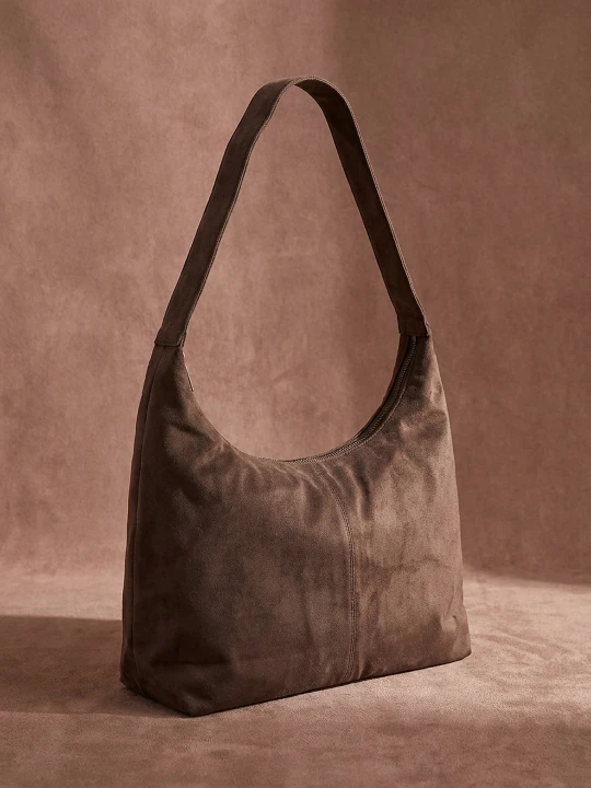 Zdjęcie produktu Sinsay - Torba hobo z imitacji zamszu - brązowy