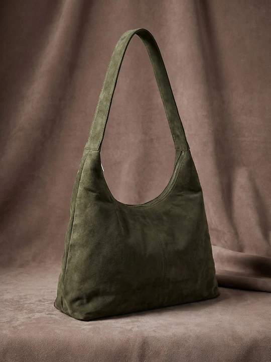 Zdjęcie produktu Sinsay - Torba hobo z imitacji zamszu - green spruce