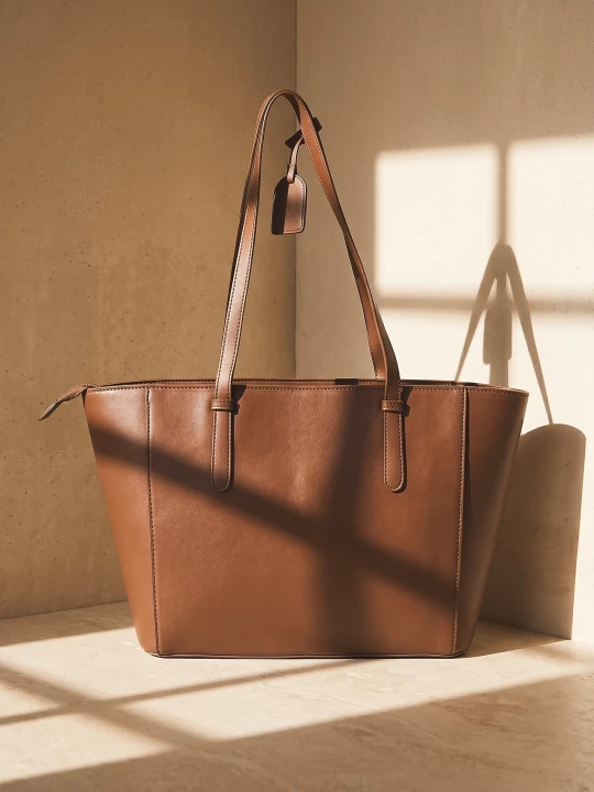 Zdjęcie produktu Sinsay - Torba shopper z imitacji skóry i zawieszką - brązowy