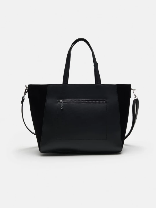 Zdjęcie produktu Sinsay - Torba shopper z imitacji skóry i zawieszką - czarny