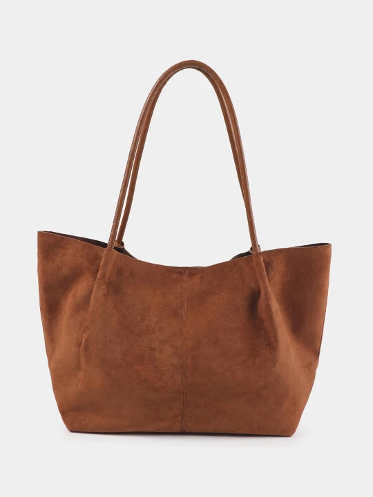 Zdjęcie produktu Sinsay - Torba shopper z imitacji zamszu - brązowy