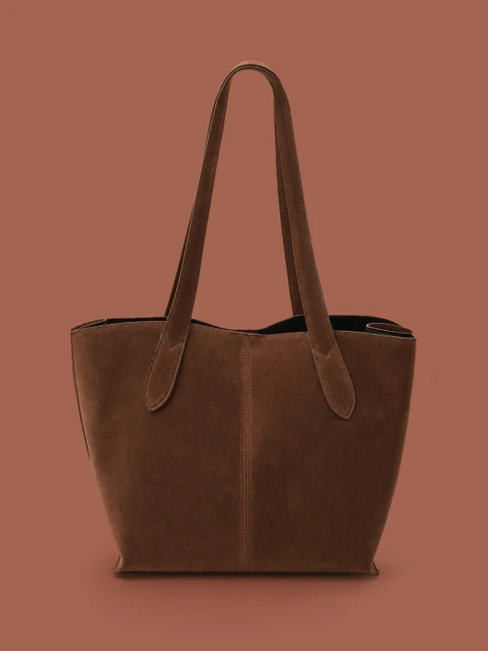 Zdjęcie produktu Sinsay - Torba shopper z imitacji zamszu z kosmetyczką - brązowy