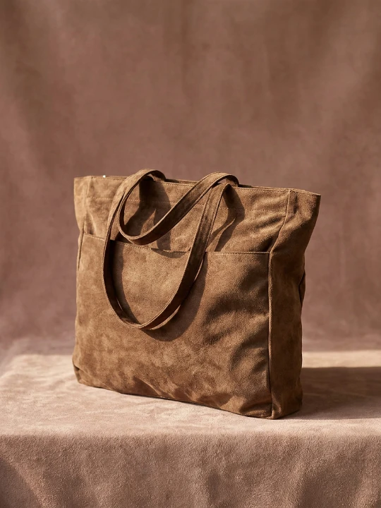 Zdjęcie produktu Sinsay - Torba shopper z imitacji zamszu - żółty