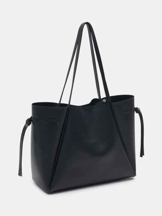 Zdjęcie produktu Sinsay - Torba shopper z kosmetyczką, z imitacji skóry - czarny