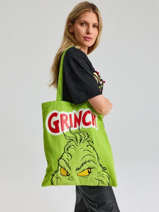 Zdjęcie produktu Sinsay - Torba zakupowa z nadrukiem Grinch - zielony
