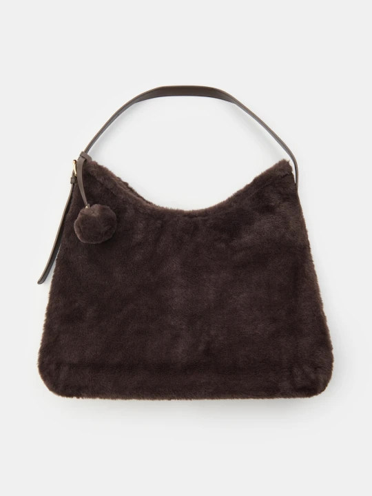 Zdjęcie produktu Sinsay - Torebka hobo z imitacji futra - brązowy