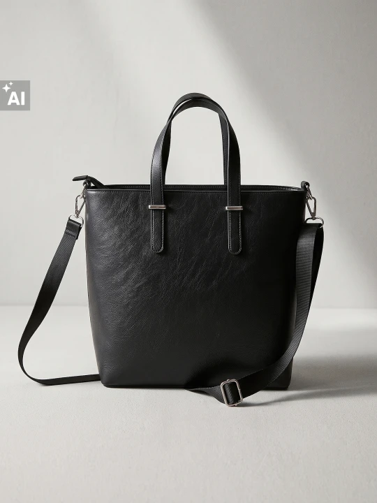 Zdjęcie produktu Sinsay - Torebka shopper z imitacji skóry - czarny