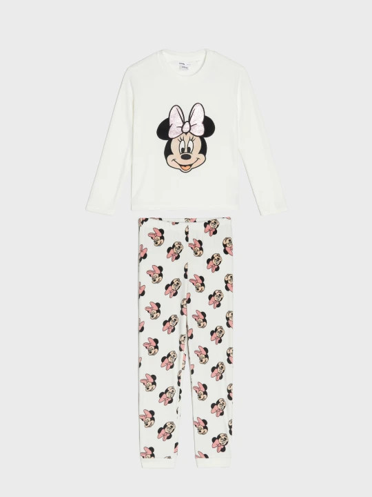 Zdjęcie produktu Sinsay - Welurowa piżama dwuczęściowa Minnie Mouse - kremowy