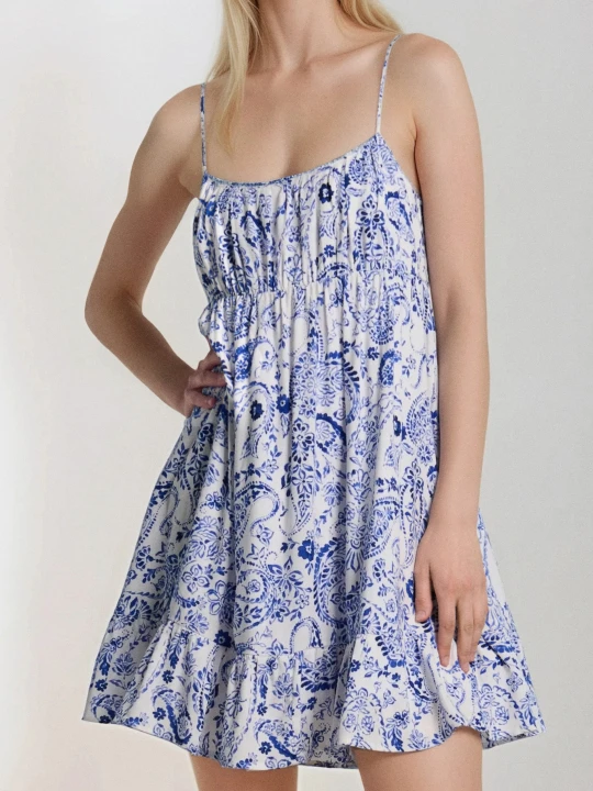Zdjęcie produktu Sinsay - Wiskozowa sukienka mini na ramiączkach w stylu boho - wielobarwny