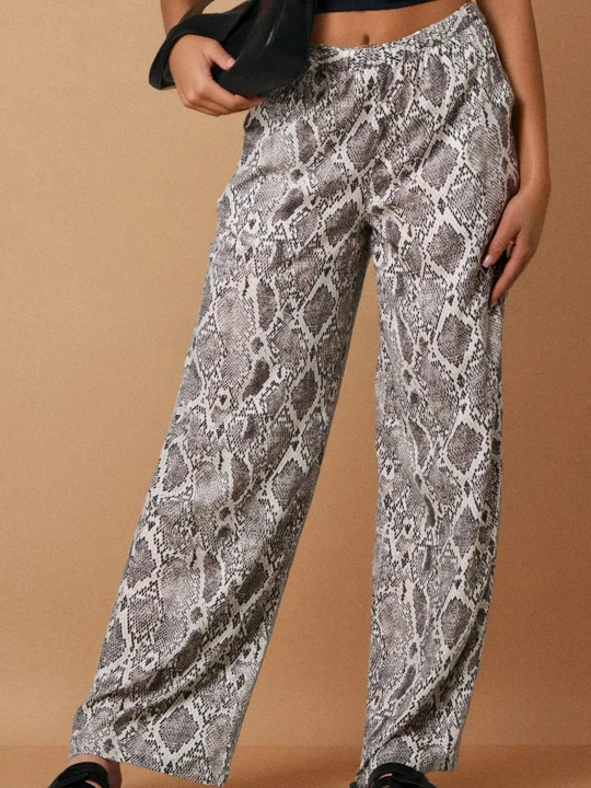Zdjęcie produktu Sinsay - Wiskozowe spodnie wide leg ze zwierzęcym wzorem - wielobarwny