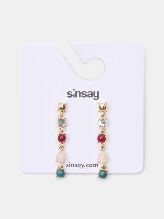 Zdjęcie produktu Sinsay - Wiszące kolczyki z ozdobnymi kamieniami - wielobarwny