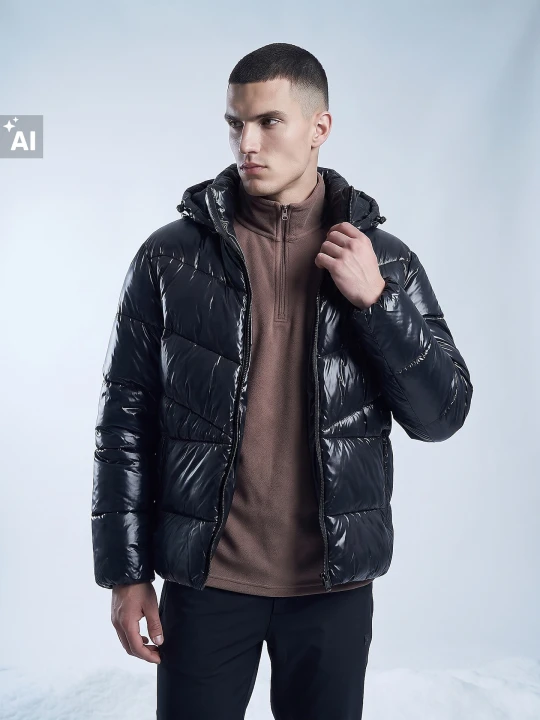 Zdjęcie produktu Sinsay - Wodoodporna kurtka puffer z kapturem SNSY PERFORMANCE - czarny