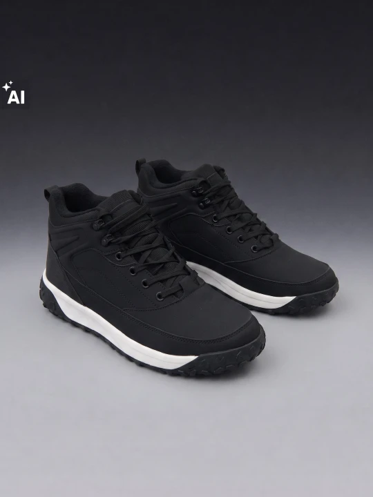 Zdjęcie produktu Sinsay - Wodoodporne sneakersy za kostkę z imitacji skóry i polarowym ociepleniem - czarny