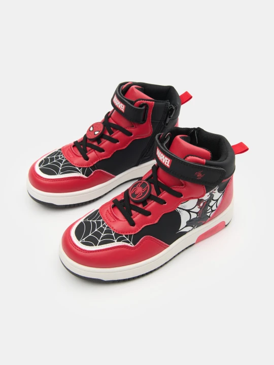 Zdjęcie produktu Sinsay - Wysokie sneakersy Spider-Man z lampką LED i motywem sieci - wielobarwny