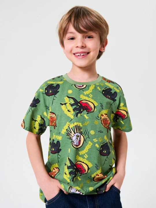 Zdjęcie produktu Sinsay - Wzorzysta koszulka How to train your dragon - green spruce