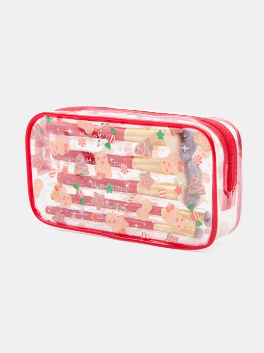 Zdjęcie produktu Sinsay - Zestaw 5 pędzli do makijażu z kosmetyczką Hello Kitty - czerwony