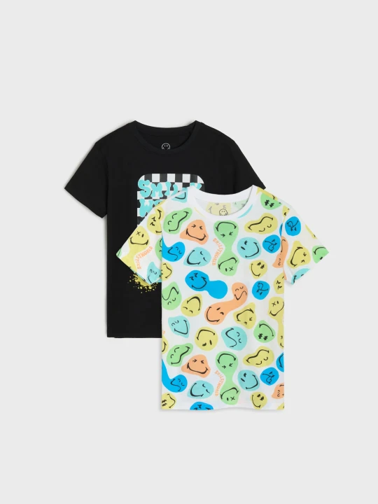 Zdjęcie produktu Sinsay - Zestaw bawełnianych koszulek z krótkim rękawem SmileyWorld® 2 pack - wielobarwny