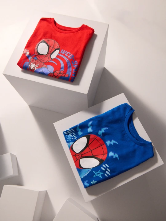 Zdjęcie produktu Sinsay - Zestaw bawełnianych koszulek z krótkim rękawem Spider-Man 2 pack - wielobarwny