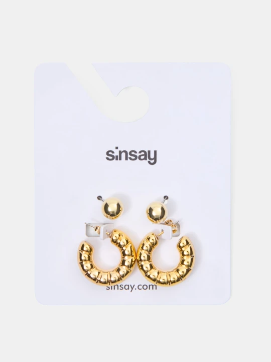 Zdjęcie produktu Sinsay - Zestaw kolczyków 2 pack - złoty