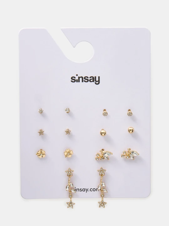 Zdjęcie produktu Sinsay - Zestaw kolczyków 7 pack - złoty
