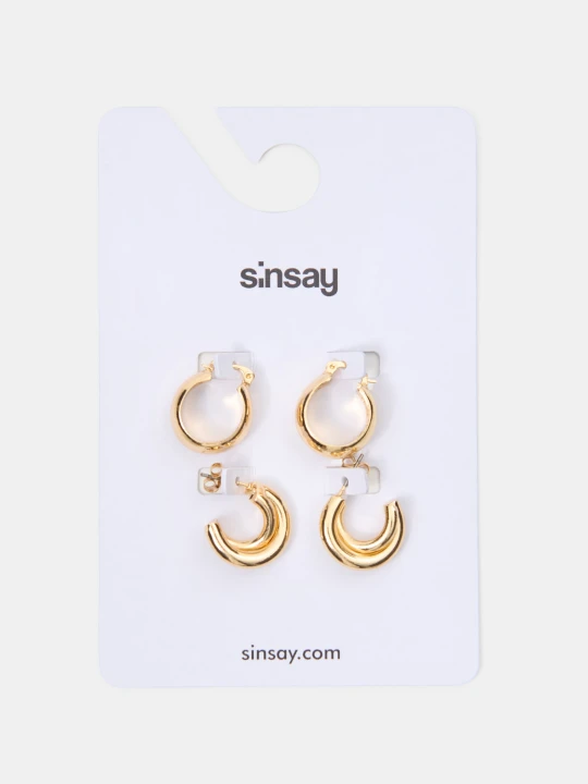 Zdjęcie produktu Sinsay - Zestaw kolczyków kółek 2 pack - złoty
