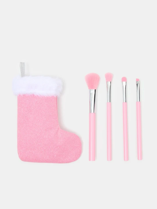 Zdjęcie produktu Sinsay - Zestaw pędzli do makijażu w etui w kształcie świątecznej skarpety 4 pack - wielobarwny