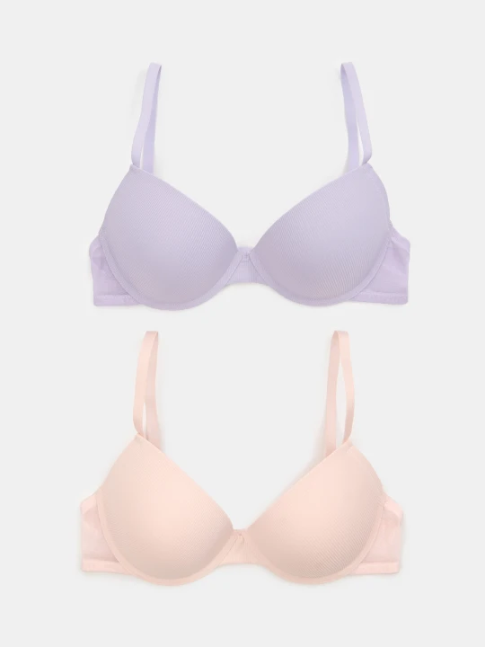 Zdjęcie produktu Sinsay - Zestaw prążkowanych biustonoszy push-up 2 pack - wielobarwny