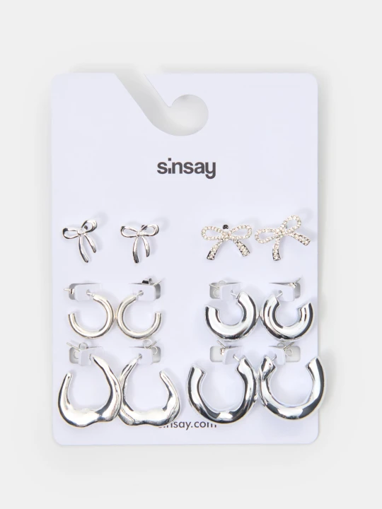 Zdjęcie produktu Sinsay - Zestaw srebrnych kolczyków - srebrny